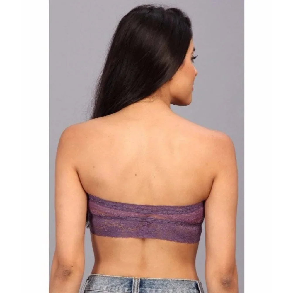 FREE PEOPLE Lace Bandeau Bralette Bra Deep Lavender Purple Medium NEW - Picture 3 of 6